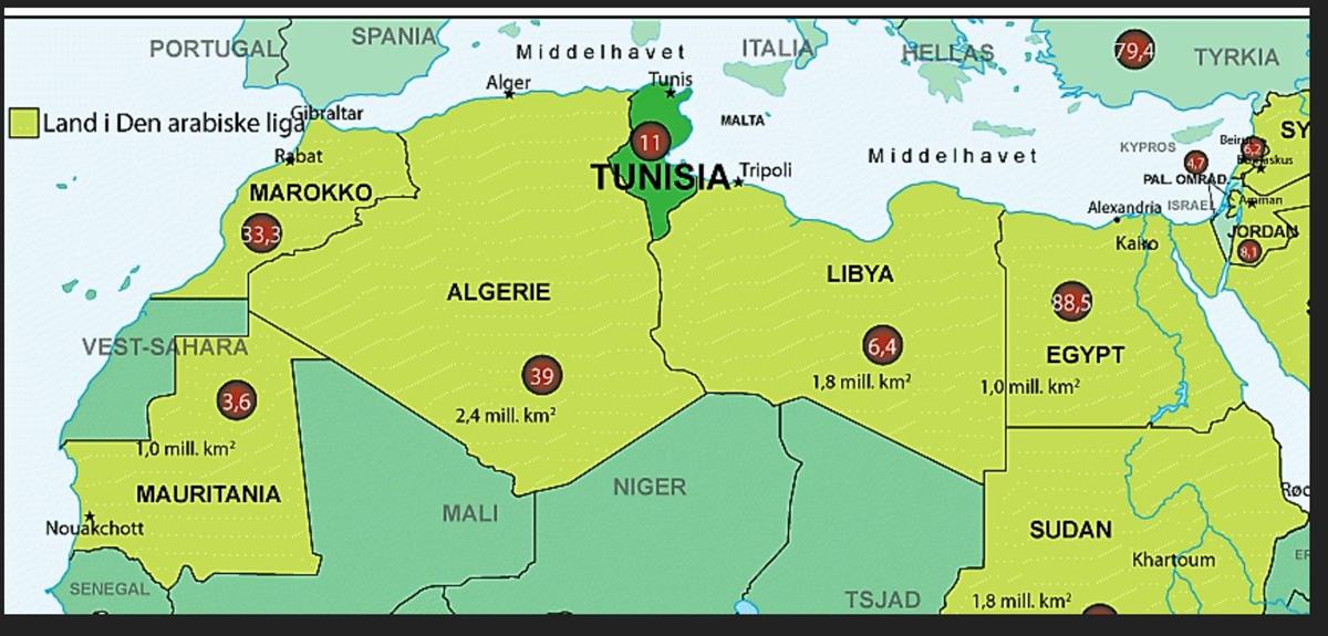 Kart over Nord-Afrika - Klikk for stort bilde
